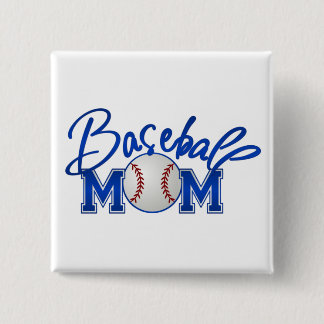 Baseball MOM blue Pinback Button