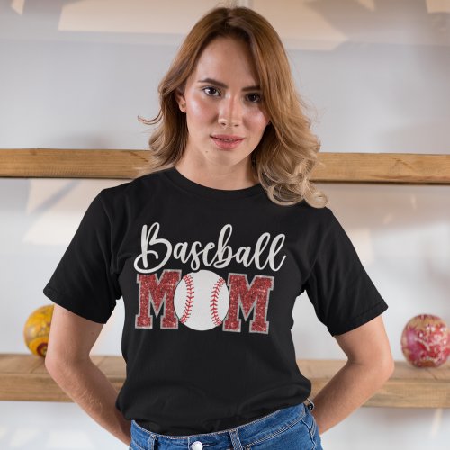 Baseball Mom Cobright red text T_Shirt