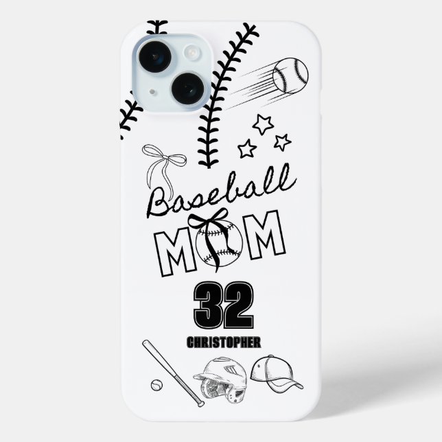 Baseball Mom Coquette Bow Case-Mate iPhone Case (Back)