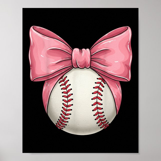 Baseball Mom Coquette Pink Bow Mothers Day Basebal Poster (Front)