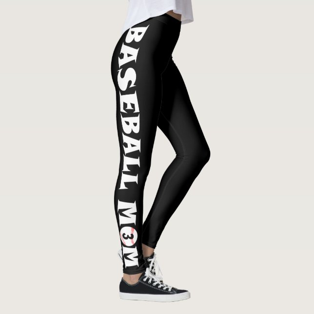Baseball Mom Custom Jersey Number Leggings (Right)