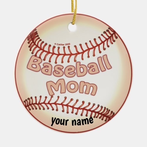 Baseball Mom  custom name Ceramic Ornament