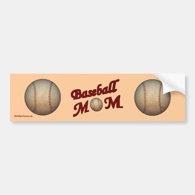 Baseball Mom Cute Bumper Sticker (Front)