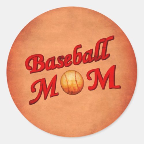 Baseball Mom Cute  Classic Round Sticker