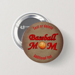 Baseball Mom Cute Personalized Button