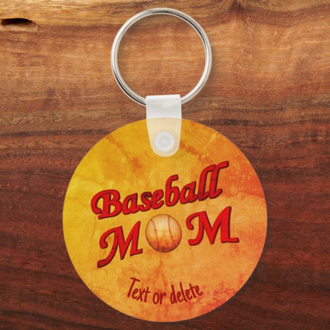 Baseball Mom Cute Personalized  Keychain (Front)
