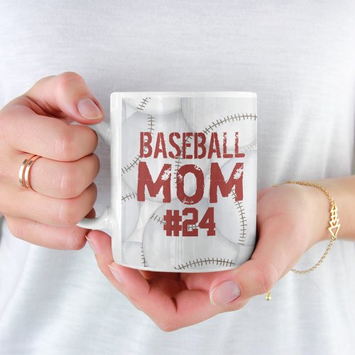Baseball Mom Cute Sports Personalized Number Coffee Mug