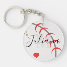 Baseball Mom Dad Grandfather Monogrammed Keychain