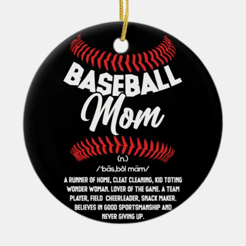 Baseball Mom Definition Sport Softball Ceramic Ornament