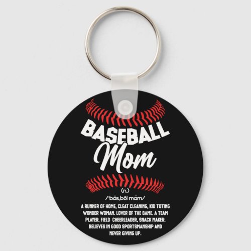 Baseball Mom Definition Sport Softball Keychain