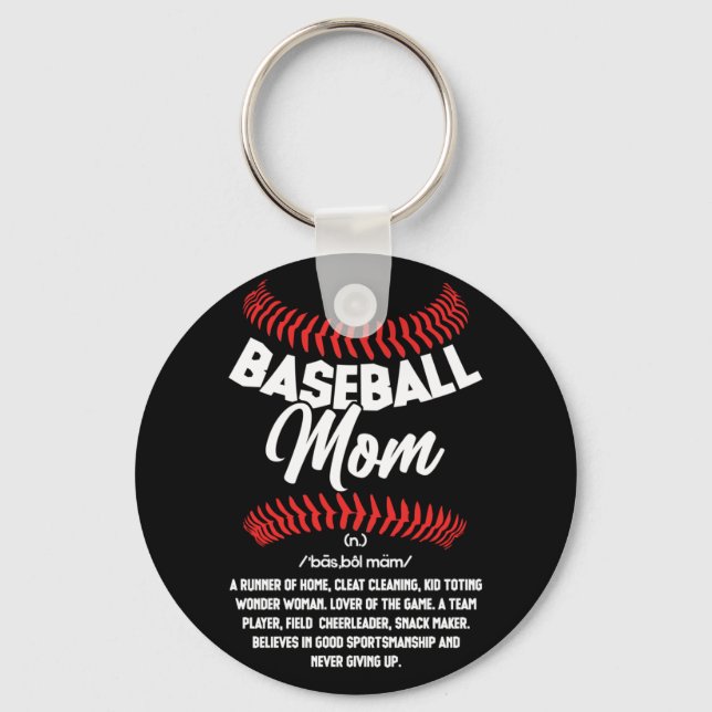 Baseball Mom Definition Sport Softball Keychain (Front)