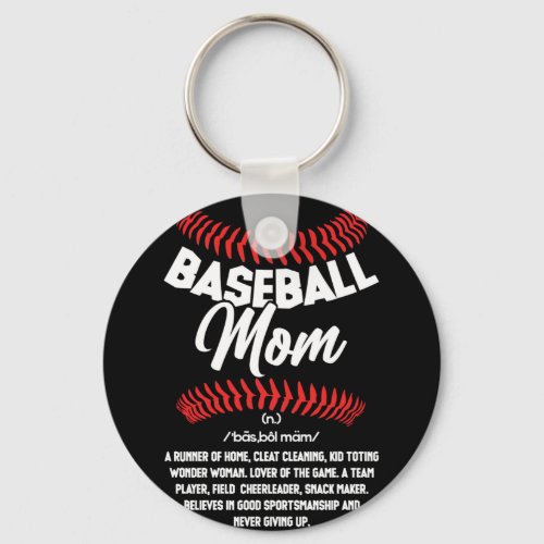 Baseball Mom Definition Sport Softball Keychain
