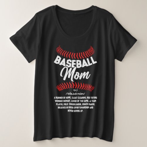 Baseball Mom Definition Sport Softball Plus Size T_Shirt