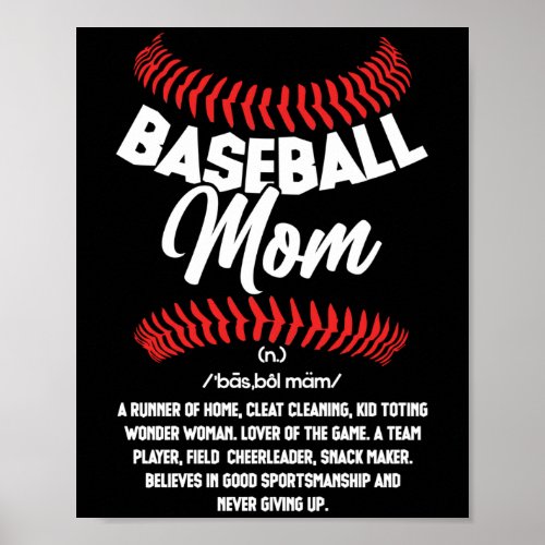 Baseball Mom Definition Sport Softball Poster