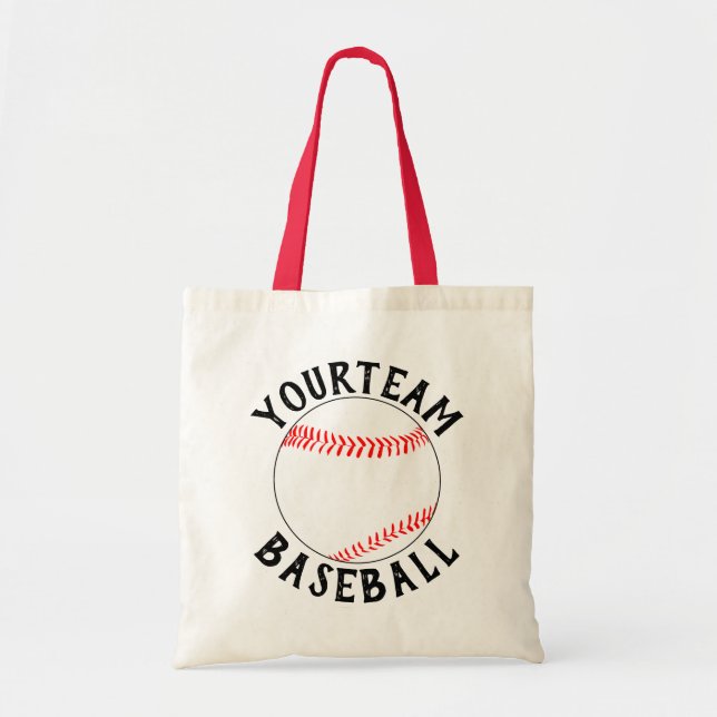 Baseball Mom/Fan Custom Team Name Sports Tote Bag (Front)