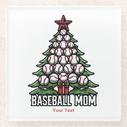 Baseball Mom For Christmas Glass Coaster