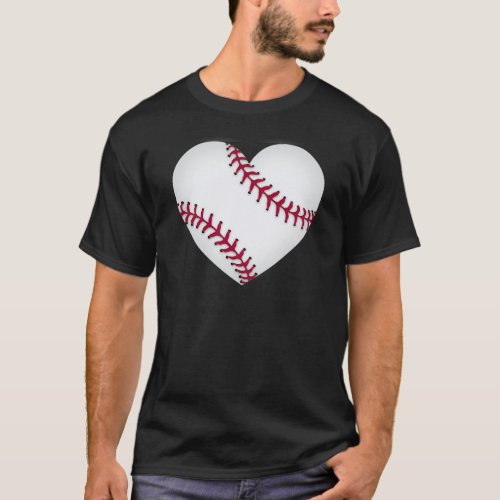 Baseball Mom Gift Softball Heart Baseball Player L T_Shirt