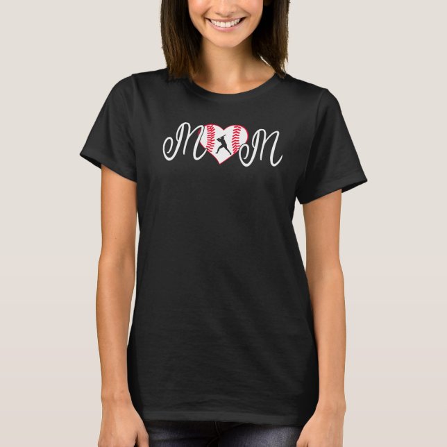 Baseball Mom Heart Baseball Player T-Shirt (Front)