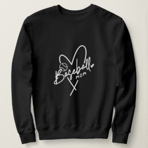 Baseball Mom Heart Personalized Black Baseball Sweatshirt