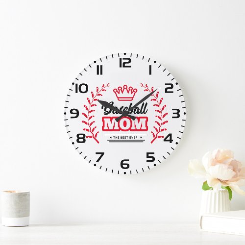 Baseball Mom Large Clock