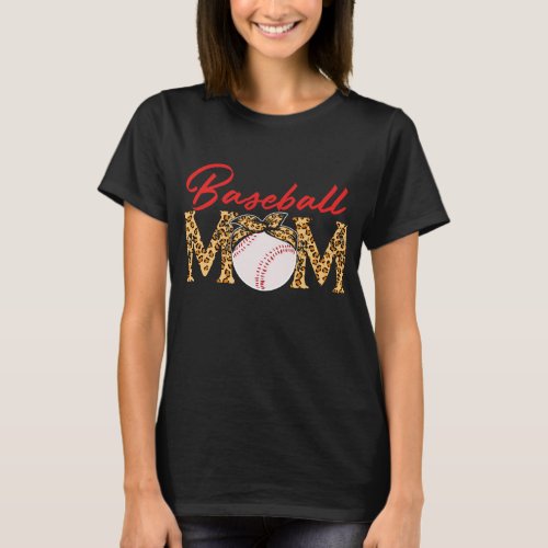 Baseball Mom Leopard Bandana Funny Softball Mom Mo T_Shirt