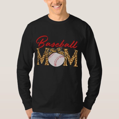 Baseball Mom Leopard Bandana Funny Softball Mom Mo T_Shirt