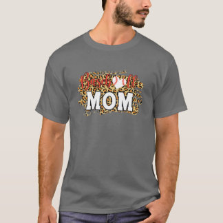 Baseball Mom Leopard Baseball Lovers Family Mother T-Shirt