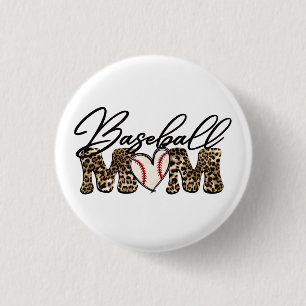 Baseball Mom Leopard Design Keychain Button