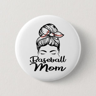 Baseball Mom Leopard Funny Softball Mom Button