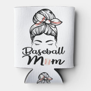Baseball Mom Leopard Funny Softball Mom Can Cooler