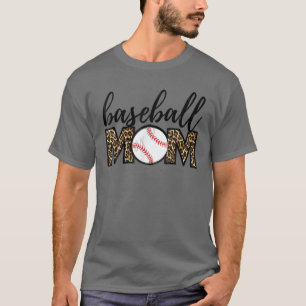 Baseball Mom Leopard Funny Softball Mom Mother's D T-Shirt