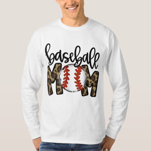 Baseball Mom Leopard Game Day Vibes T_ball Mom Mot T_Shirt