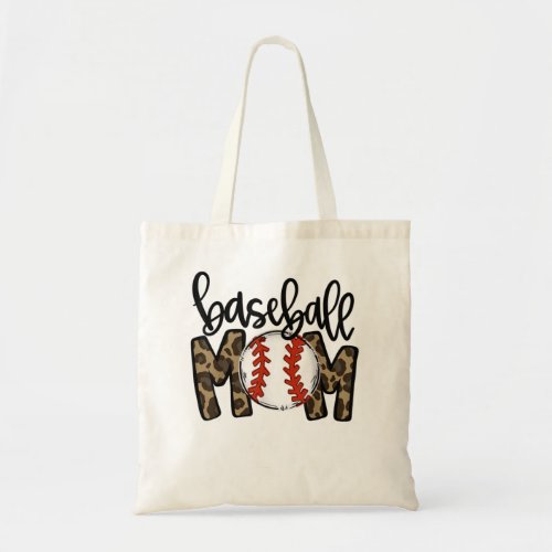 Baseball Mom Leopard Game Day Vibes T ball Mom Mot Tote Bag