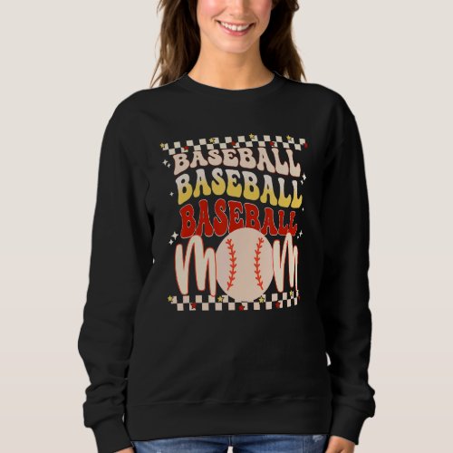 Baseball Mom Leopard Retro Groovy Game Day Sport Sweatshirt