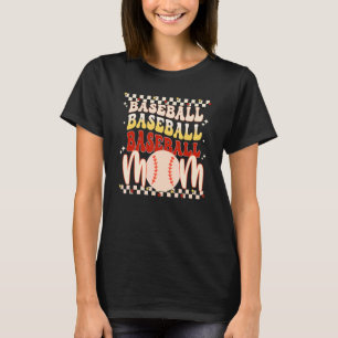 Baseball Mom Leopard Retro Groovy Game Day Sport T-Shirt