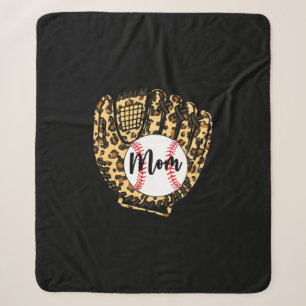 Baseball Mom Leopard Softball Mama Mother's Day 20 Sherpa Blanket
