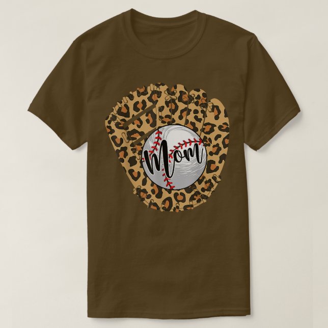 Baseball Mom Leopard  Softball Mama Mother's Day 2 T-Shirt (Design Front)