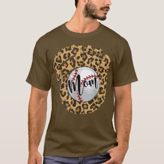Baseball Mom Leopard Softball Mama Mother's Day 2 T-Shirt