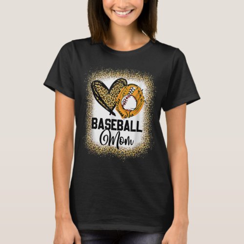 Baseball Mom Leopard Softball Mom Mothers Day Wom T_Shirt