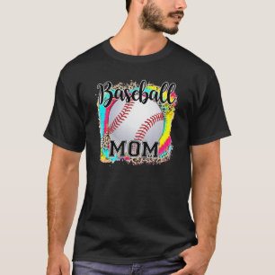 Baseball Mom Leopard Tie Dye Mother Day T-Shirt