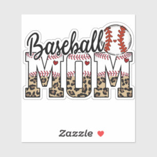 Baseball Mom Leopard Typography  Sticker
