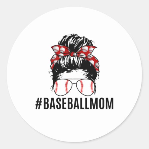 Baseball Mom Life Classic Round Sticker