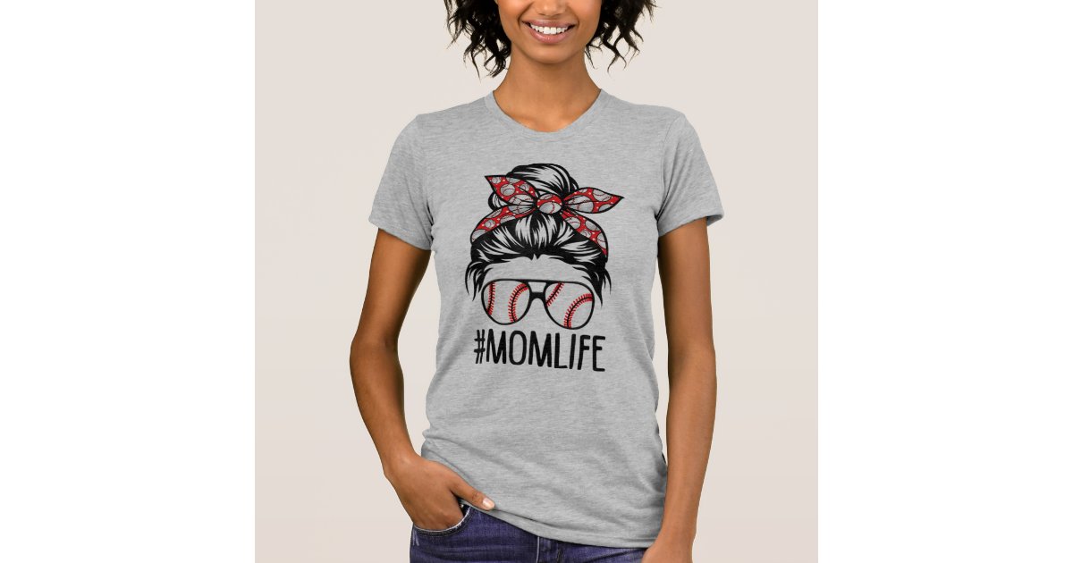 Baseball Mom Shirt Funny Softball Mom Messy Bun Mama Mother's Day