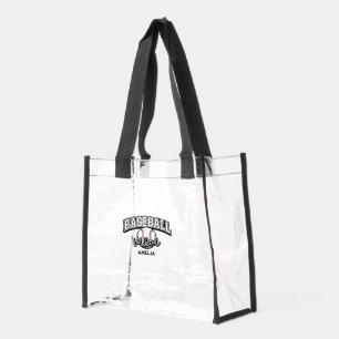 Baseball Mom Monogram Initial Stadium Approved Clear Tote Bag