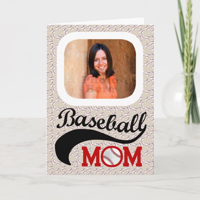 Baseball Mom Mother's Day Photo Personalized Card (Front)