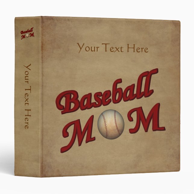 Baseball Mom Personalized 3 Ring Binder (Front/Spine)