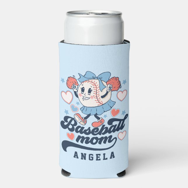 Baseball Mom Personalized Seltzer Can Cooler (Seltzer Front)