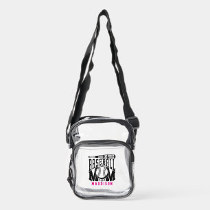 Baseball Mom Pink Black Custom Stadium Approved Clear Crossbody Bag