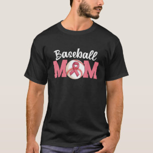 Baseball Mom Pink Ribbon Breast Cancer Awareness F T-Shirt