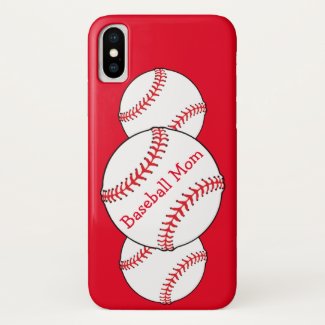 Baseball Mom Red and White Sports iPhone X Case